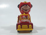 Vintage Tomy Walt Disney Production No. PD-2 Mickey Mouse Fireman Red and Yellow Plastic and Die Cast Metal Toy Car Fire Truck Firefighting Vehicle