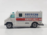 1989 Hot Wheels Workhorses American Ambulance White Die Cast Toy Car Emergency Paramedics Rescue Vehicle with Opening Rear Doors