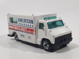 1989 Hot Wheels Workhorses American Ambulance White Die Cast Toy Car Emergency Paramedics Rescue Vehicle with Opening Rear Doors