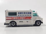 1989 Hot Wheels Workhorses American Ambulance White Die Cast Toy Car Emergency Paramedics Rescue Vehicle with Opening Rear Doors
