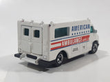 1989 Hot Wheels Workhorses American Ambulance White Die Cast Toy Car Emergency Paramedics Rescue Vehicle with Opening Rear Doors