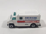 1989 Hot Wheels Workhorses American Ambulance White Die Cast Toy Car Emergency Paramedics Rescue Vehicle with Opening Rear Doors