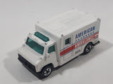 1989 Hot Wheels Workhorses American Ambulance White Die Cast Toy Car Emergency Paramedics Rescue Vehicle with Opening Rear Doors