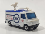 1995 Matchbox TV News Truck Van Sky Satellite Television White Die Cast Toy Car Vehicle