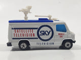 1995 Matchbox TV News Truck Van Sky Satellite Television White Die Cast Toy Car Vehicle