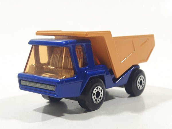 Vintage 1975 Lesney Matchbox Superfast No. 23 Atlas Dump Truck Blue and Orange  Die Cast Toy Car Vehicle