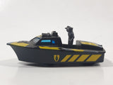 Vintage 1989 Matchbox Superfast Commando: Dagger Force Police Launch Boat Black with Grey and Yellow Camouflage Die Cast Toy Car Vehicle