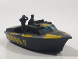 Vintage 1989 Matchbox Superfast Commando: Dagger Force Police Launch Boat Black with Grey and Yellow Camouflage Die Cast Toy Car Vehicle