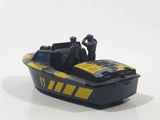 Vintage 1989 Matchbox Superfast Commando: Dagger Force Police Launch Boat Black with Grey and Yellow Camouflage Die Cast Toy Car Vehicle