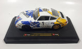 Burago Porsche 911 Carrera Racing #1 Pirelli Mobil White 1/24 Scale Die Cast Toy Car Vehicle with Opening Doors and Rear Hood on Base