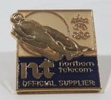 1988 Calgary Olympics Northern Telecom Official Supplier Luge Enamel Metal Lapel Pin in Original Bag