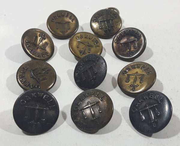Vintage Scales of Justice Civilian Workwear 3/4" Brass Metal Clothing Button Set of 11