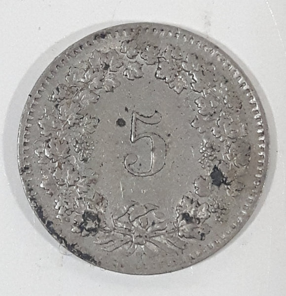 Vintage 1962 Switzerland 5 Rappen 5/8" Metal Coin
