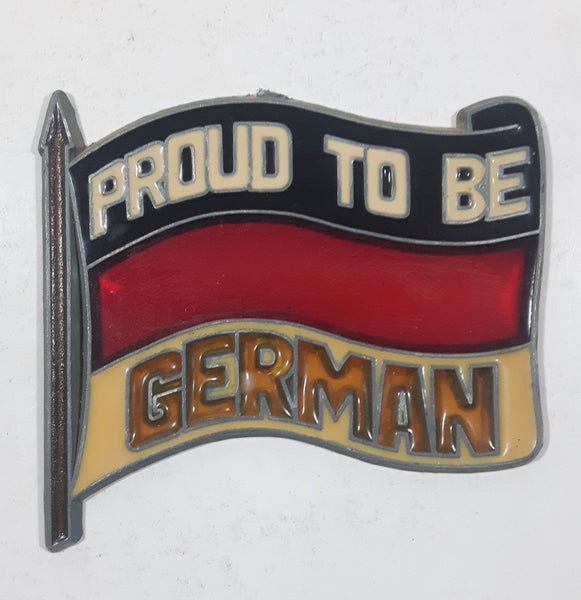 Vintage Proud To Be German 3 1/4" x 3 1/2" Leaded Sun Catcher Stained Glass Flag