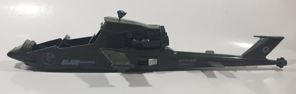 Vintage 1983 Hasbro G.I. Joe Dragonfly Helicopter JF6784026 Canada 19 1/4" Long Army Green Plastic Toy Aircraft Broken Off Rotor Blades