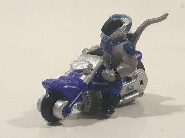 1993 Galoob Micro Machines Biker Mice From Mars Motorcycle Silver Blue Miniature Die Cast Toy Vehicle