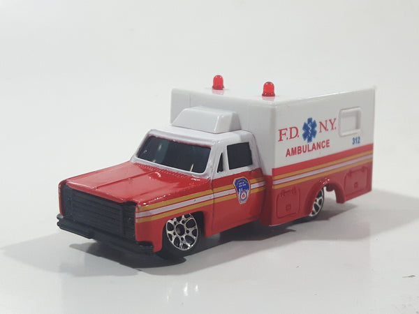 RealToy F.D. N.Y, Ambulance White and Red Die Cast Toy Car Vehicle