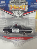2011 Jada Badge City Heat Wave 3 #036 '59 Chevy Impala Police Black Highway Patrol Die Cast Toy Car Vehicle New in Package