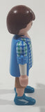 2012 Geobra Playmobil Man in Blue and Green Top with Tan Pants 2 3/4" Tall Toy Figure