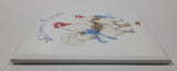 Vintage Welcome Friends White Chicken Hens with Blue Bows Themed 6" x 6" Ceramic Tile Trivet
