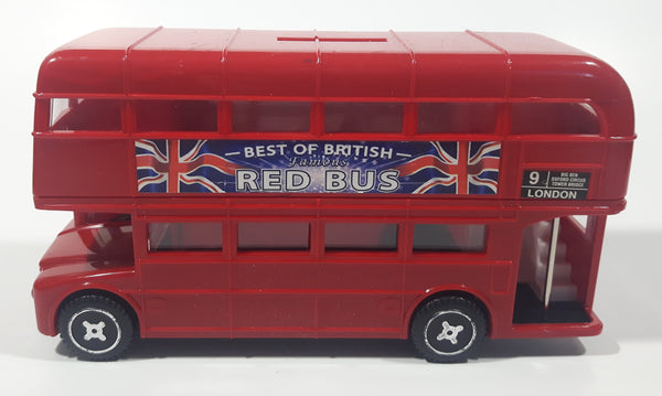 EPL Best of British Famous Red Bus Route Master Double Decker Bus 6 1/2" Long Plastic Coin Bank