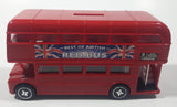 EPL Best of British Famous Red Bus Route Master Double Decker Bus 6 1/2" Long Plastic Coin Bank