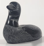 Vintage Boma Loon Bird 5 1/4" Long Carved Black Stone Sculpture Made in Canada