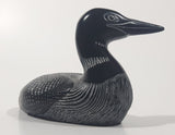 Vintage Boma Loon Bird 5 1/4" Long Carved Black Stone Sculpture Made in Canada