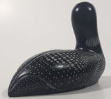 Vintage Boma Loon Bird 5 1/4" Long Carved Black Stone Sculpture Made in Canada