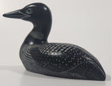 Vintage Boma Loon Bird 5 1/4" Long Carved Black Stone Sculpture Made in Canada