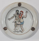 Vintage Trader Vic Drunken Men Embracing White 5" Ceramic Ash Tray with Gold Trim