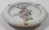 Vintage Trader Vic Drunken Men with Rum Barrel White 5" Ceramic Ash Tray with Gold Trim