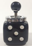 Vintage Black Dice Shaped 5 1/4" Tall Ceramic and Metal Ash Tray