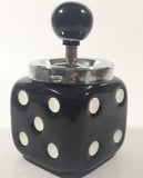 Vintage Black Dice Shaped 5 1/4" Tall Ceramic and Metal Ash Tray