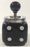 Vintage Black Dice Shaped 5 1/4" Tall Ceramic and Metal Ash Tray