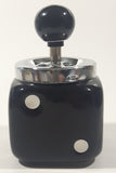 Vintage Black Dice Shaped 5 1/4" Tall Ceramic and Metal Ash Tray