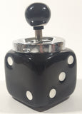 Vintage Black Dice Shaped 5 1/4" Tall Ceramic and Metal Ash Tray