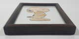 Rare Vintage Snoopy Hugging Woodstock Detailed Fine Stick Art 5 1/2" x 7 1/8" Framed Picture Pto Vallarta, Jal Arturo Hernandez Mexico