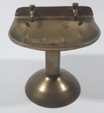 Vintage Pedestal Sink Shaped 4 3/8" Tall Brass Metal Soap Dish