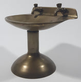 Vintage Pedestal Sink Shaped 4 3/8" Tall Brass Metal Soap Dish