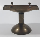 Vintage Pedestal Sink Shaped 4 3/8" Tall Brass Metal Soap Dish