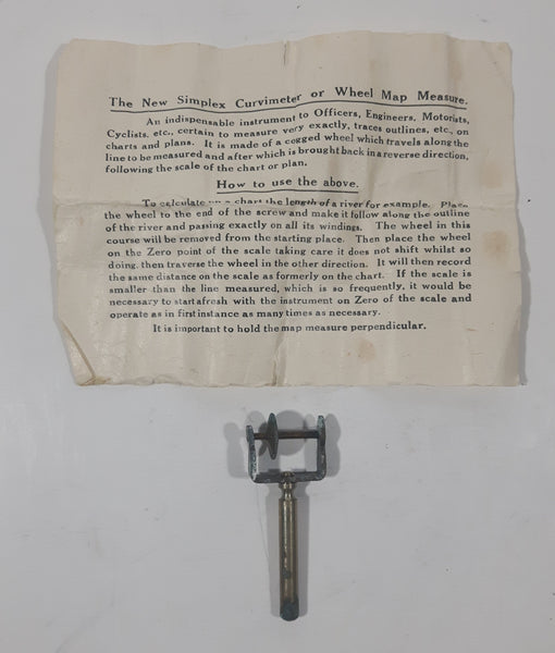 Antique Simplex Curvimeter or Wheel Map Measure with Instructions