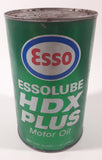 Vintage 1970s Esso Essolube HDX Plus Motor Oil Green 1.14L 1 Quart Metal Can EMPTY
