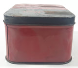 Antique Marketed By Walben Replacement Parts For English, American And Continental Vehicles Red and Black Hinged Tin Metal Container Made In England