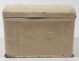 Vintage White Painted 4 3/4" Wide Treasure Chest Style Embossed Metal Recipe Box