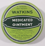 Vintage Watkins Medicated Ointment Onguent Medicinal Green 3 1/2" Tall Metal Can