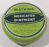 Vintage Watkins Medicated Ointment Onguent Medicinal Green 3 1/2" Tall Metal Can