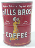 Vintage 1950s Hills Bros. Coffee One Pound Red 5 3/8" Tall Metal Can