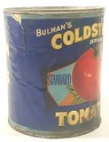 Vintage Bulman's Coldstream Brand Standard Quality Tomatoes 4 3/4" Tall Metal Food Can with Paper Label