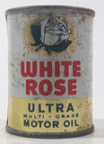 Vintage White Rose Multi Grade Ultra Motor Oil One Imperial Quart 2 7/8" Tall Metal Can Coin Bank